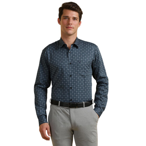 Allen Solly Ανδρικό Ναυτικό Slim Fit Πουκάμισο Με Μάκρος