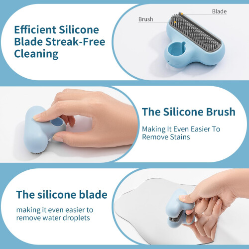 Mini Silicone Shower Squeegee with Hook, Streak Mirror and Glass Cleaner, MultiColor 3 Pack 2