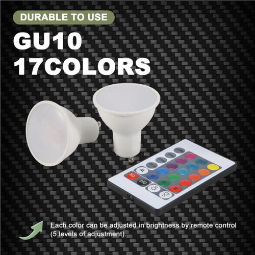 4pcs Gu10 Bulbs and 1remote Control with Memory Function 17colors Changeable Spot Ligh 4dynamic Lighting Modes Spotlight 2
