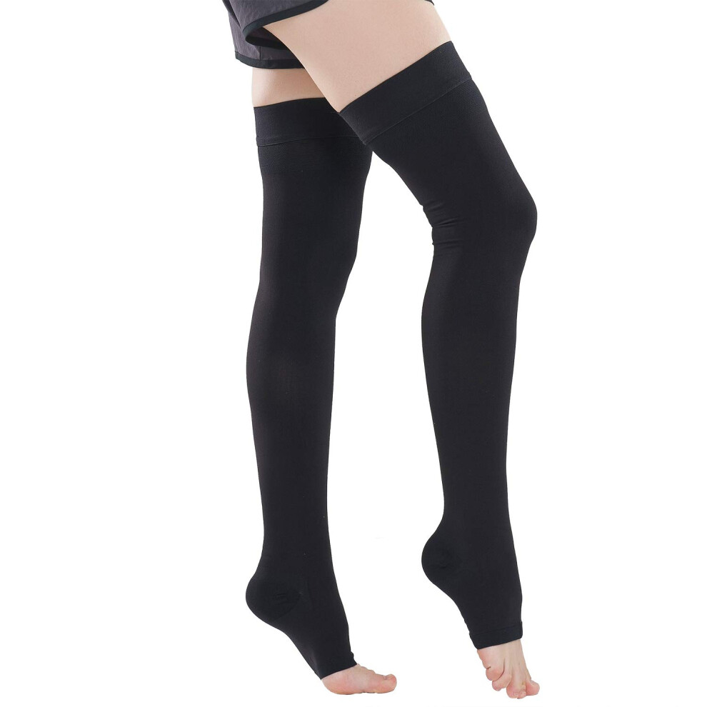 2030 mmHg Thigh  Compression Stockings Open Toe Graduated Support for Varicose Veins, Swelling Relief, Pregnancy, Travel