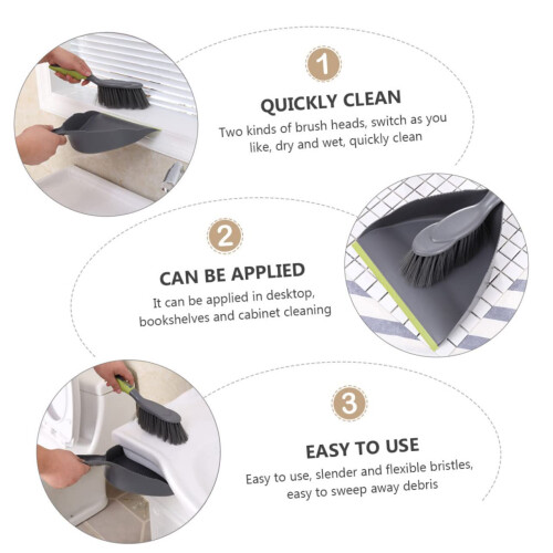 Mini Dustpan and Brush Set for Quick Desktop Cleanups with Soft Bristles and Compact Space Saving Design 2