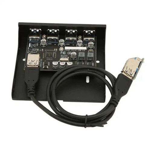 USB Front Panel 4 Port USB 3.0 5Gbps PCIE to USB3.0 HUB for Desktop PC Floppy Drive Bay 1