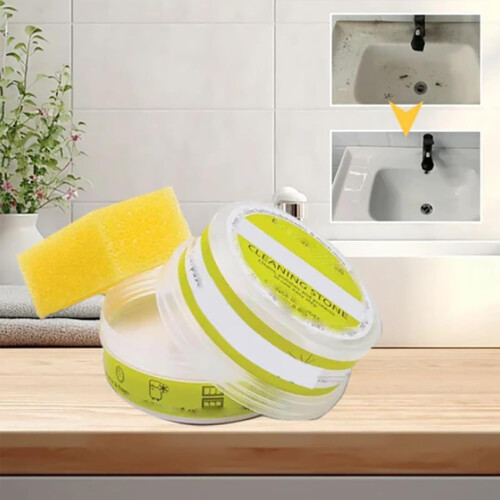 Eco Friendly Cleaning Stone with Sponge for Bathroom and Kitchen, Gentle Multi Surface Reusable Cleaner 1