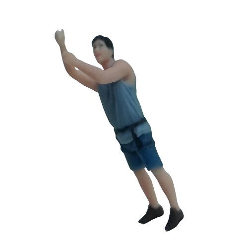 Realistic Rock Climber Figure Model 1:64 Scale Hand- Blue