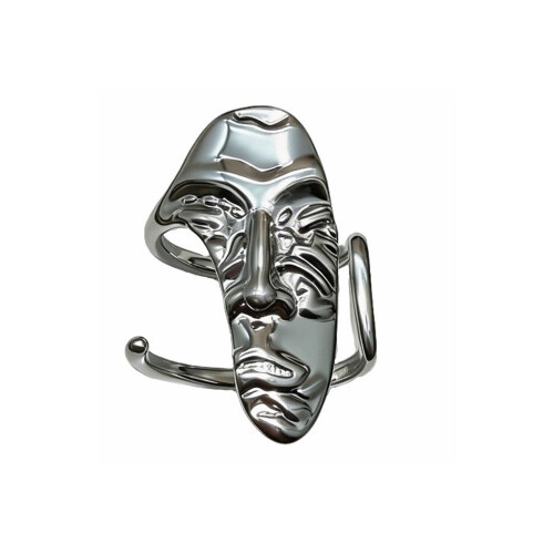 Gothic Dark Half Face Open Rings Adjustable Size For Women And