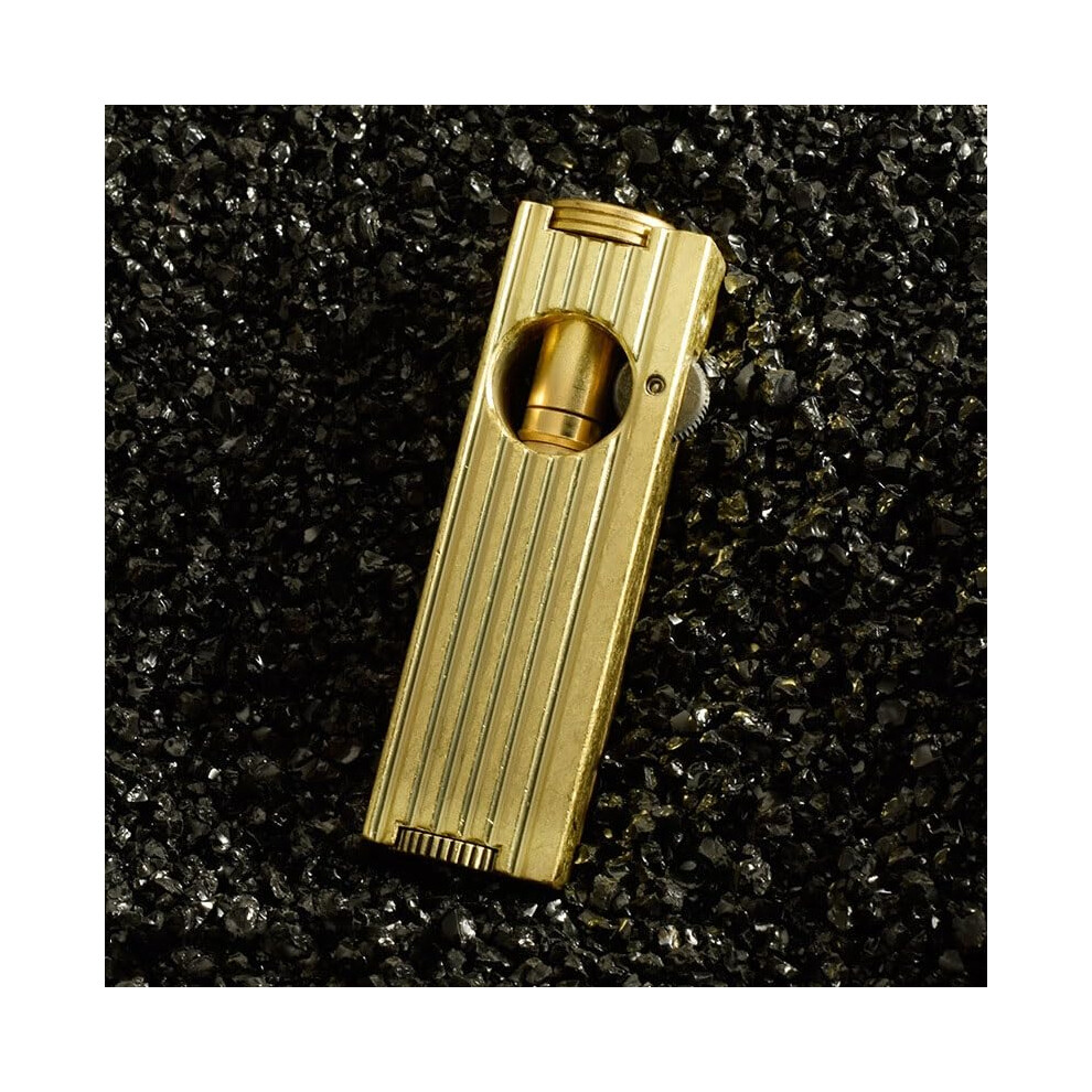 Gold Vintage Copper Trench Lighter Reusable Windproof Retro Pullout Ignition Collectible Cigarette Lighter