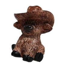 Cowboy-Highland-Kuh-Statue, Highlands-Kuh-Figur aus Kunstharz