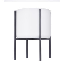 White Metal Plant Pot Stand, Modern Cylinder Flower Pot with Stand for Home Office Indoor Outdoor Decor