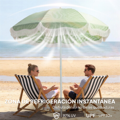 Outsunny Sombrilla de Playa Verde 178 x 178 x 206 cm 1