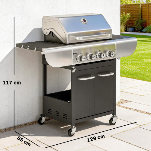 Outsunny Barbacoa de Ga Negro 129 x 55 x 117 cm 2