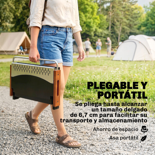 Outsunny Barbacoa de Carbón Negro 50.5 x 34 x 33 cm 2