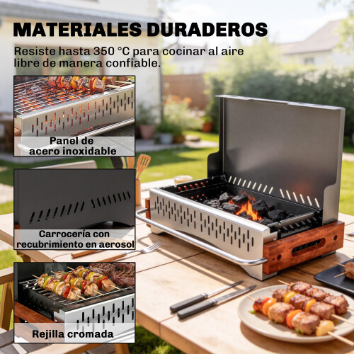 Outsunny Barbacoa de Carbón Negro 50.5 x 34 x 33 cm 1