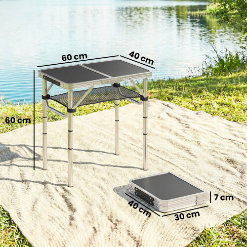 Outsunny Mesa de Camping Negro 60 x 40 x 60 cm 2