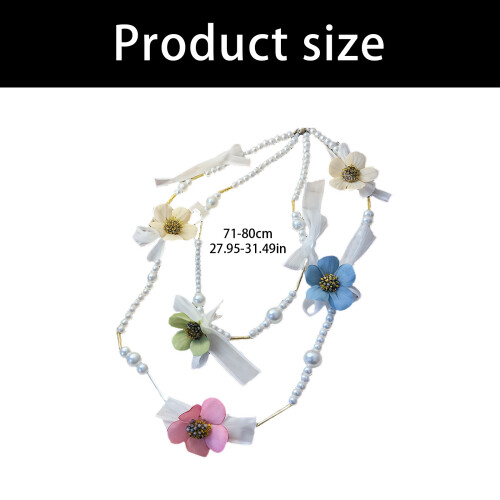 Halskette mit zweifarbigen Perlen und Perlenblumen, elegantes 2