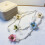 Halskette mit zweifarbigen Perlen und Perlenblumen, elegantes 4