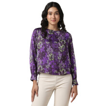 Dames Paars Print Casual Top