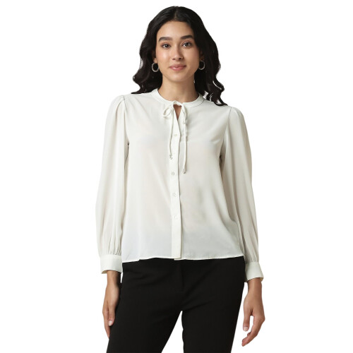 Allen Solly Dames Witte Effen Formele Top