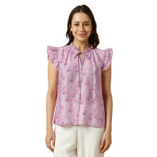Allen Solly Dames Roze Gedessineerde Formele Top