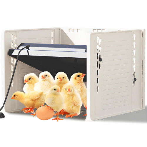 Chick Brooder Heater Plate 10.8 x 10.4 in, Adjustable Temp and Height, Black with 3Sided Shield for 15 Chicks