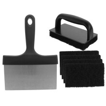 Grill Cleaning Brush Set 6‑Piece Heavy‑Duty Stainless Steel BBQ Grill Grate Cleaner Kit with Scraper and Sponge