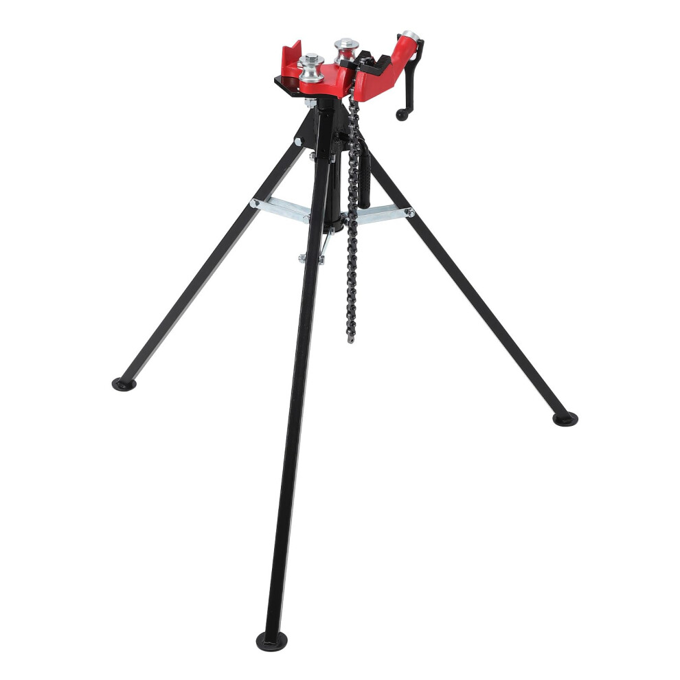 Tripod Pipe Chain Vise 1/8Â5 In Capacity Foldable Steel Stand With Wide Pipe Support And Antiskid Legs 9351714389228