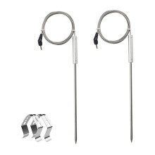 Dual Replacement Meat Temperature Probe Set with Clip, 8 Inch BBQ Grill Thermometer for Cooking and Grilling