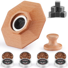 Whiskey Smoker Kit with 4 Flavor Wood Chips and 6 Reusable Stones for Old Fashioned Bourbon Cocktails