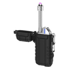 USB C Electric Lighter with 360 Flexible Arc Neck, LED Battery Display, Windproof Waterproof Rechargeable Plasma Lighter for Candles Camping (Black)