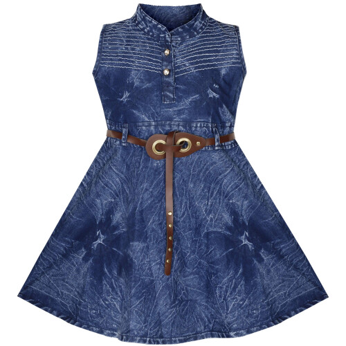 Benkils Søde Mode Baby Pige Denim Kjole (Design 5, 6-7 År)
