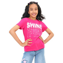 Bonkids Shine Meisjes Geprinte T-shirt (Bon9498_Pink Magenta_7-8J)