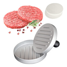 Burger Press with 100 Patty Papers, NonStick Hamburger Patty Maker for Beef and Veggie Patties, Ideal for Outdoor Grilling
