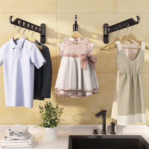 Étendoir à Linge Mural Rétractable à 6 Compartiments, Pliable et Pivotant 2
