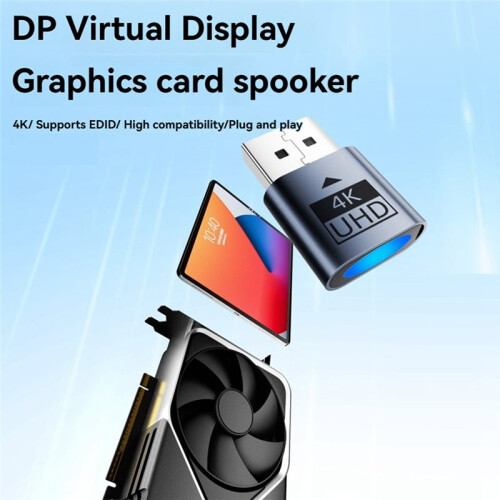 4K UHD DP Dummy Plug &  1080P 60Hz Virtual Display Emulator Indicator Light Fake Load DP  Adapter 2