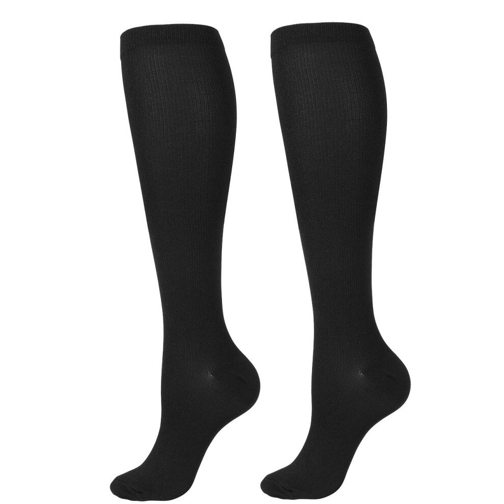 Black Compression Socks For Women And Men 2030Mmhg Graduated Support For Running Travel Nurses S/M