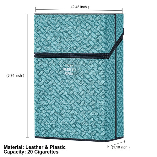 Plastic Cigarette Case for 85mm, Woven Pattern Compact Holder Grayish Cyan, Pressure‑Resistant and Moisture‑Proof 2