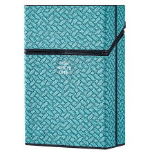 Plastic Cigarette Case for 85mm, Woven Pattern Compact Holder Grayish Cyan, Pressure‑Resistant and Moisture‑Proof