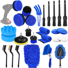 26 Piece Car Detailing Brush Set for Interior and Wheel Cleaning, Multi Shape Brushes, Surface Safe