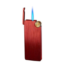 Jet Torch Lighter with Visible Blue Flame, Adjustable Refillable Butane Lighter for Outdoor Camping, Red