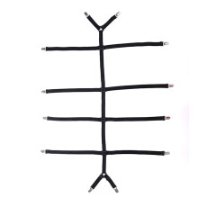 Antislip Bed Sheet Strap with 12 Clips Extra Long Nylon-Black