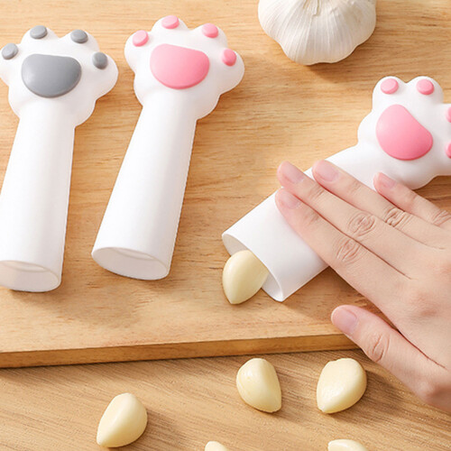 Funny Cats Claw Shape Silicone Garlic Roller Quick Peanut-Pink 1