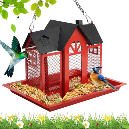 Rustproof Metal Wild Bird Feeder Feeding Tray Squirrels-White 2