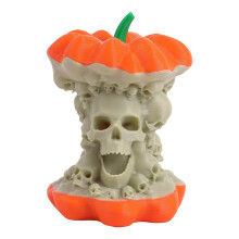 Unique Skull Shape Pumpkin Decoration Lamp-Orange red bone whit