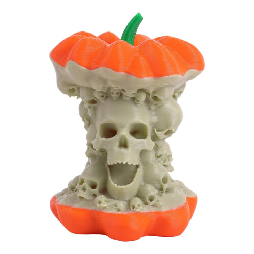 Unique Skull Shape Pumpkin Decoration Lamp-Orange red bone whit