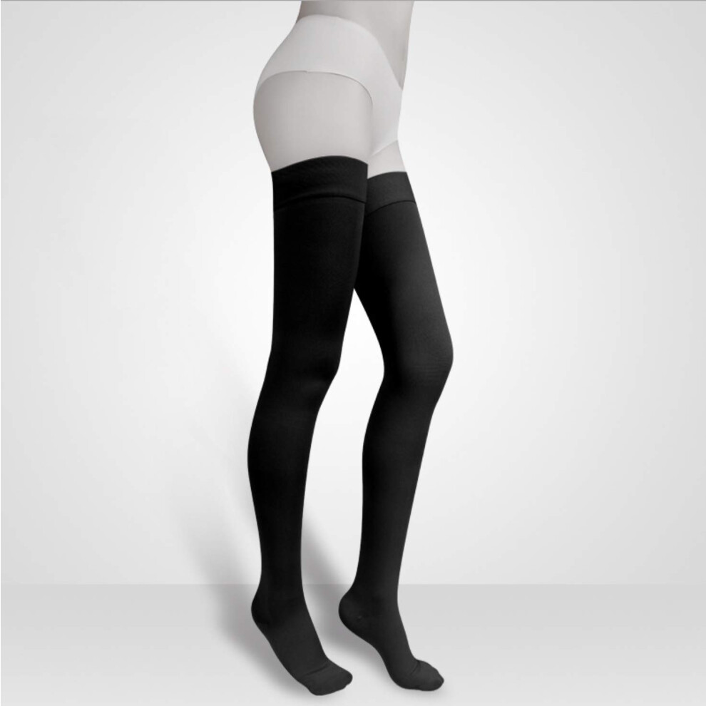 Black 3040 Mmhg Medical Compression Stockings Thigh Socks With Firm Graduated Support And Nonslip Silicone Band S