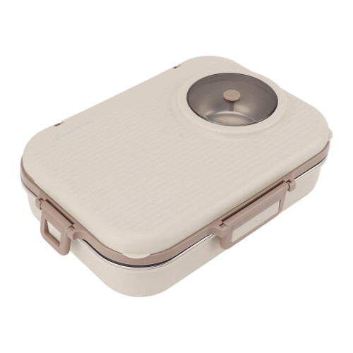 Stainless Steel Lunch Box 1200ml 4-Comp Beige 1