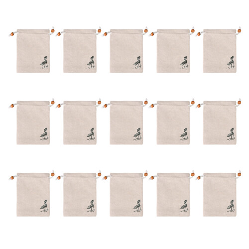 Flower Pattern Reusable Cotton Drawstring Bags 15 Pack Gift