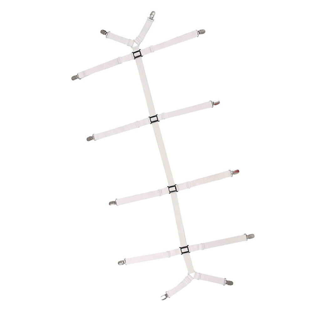 Nonslip Bed Sheet Fasteners with 12 Clips Adjustable-White