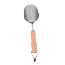 Stainless Steel Garden Hand Shovel with Ergonomic Wood Handle, Small Transplanting Trowel for Potted Plants