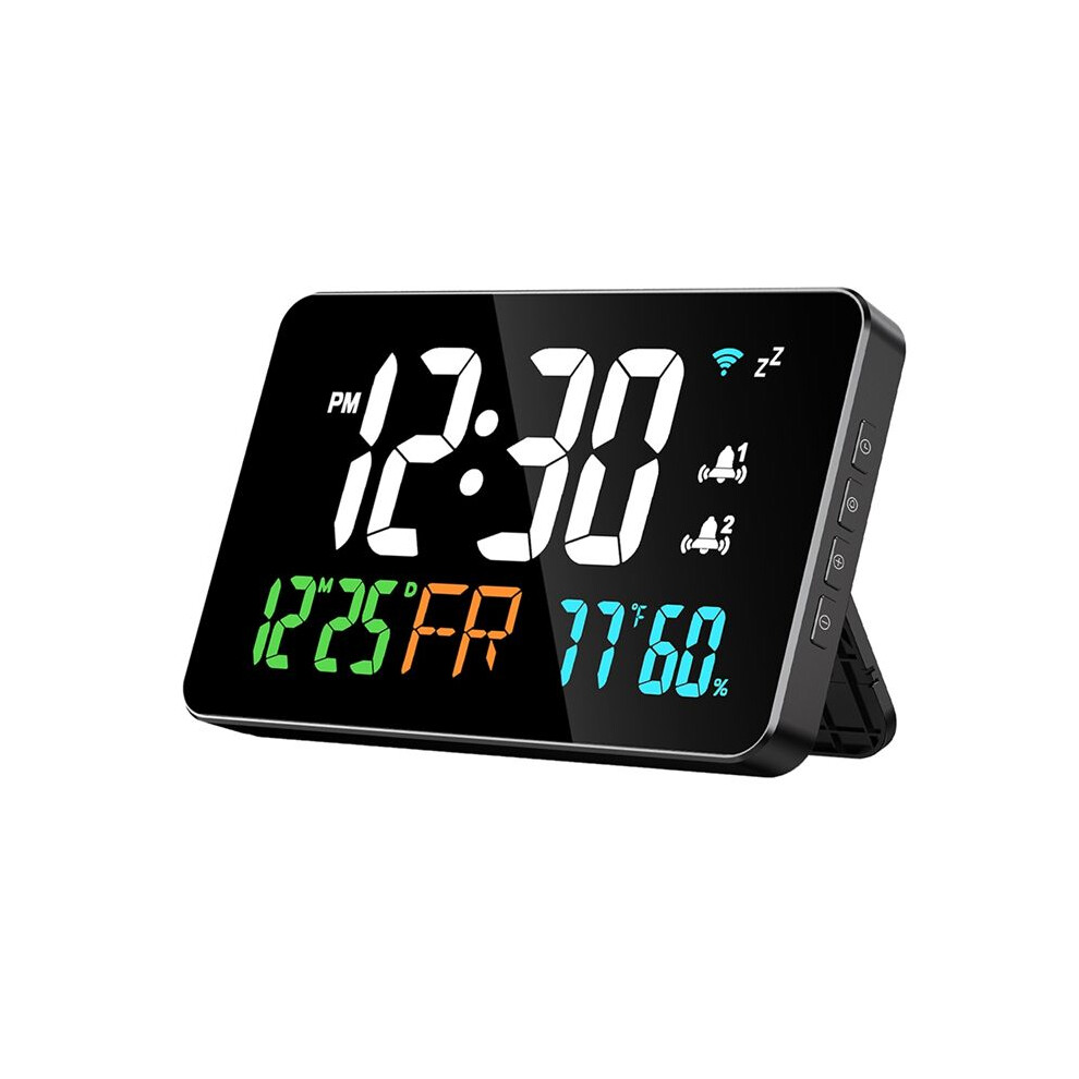 Digital Clock Alarm Clock Wifi Clock, Extra Large Letters, Temperature And Humidity, Calendar, Week, 4-Level Brightness Tauoh