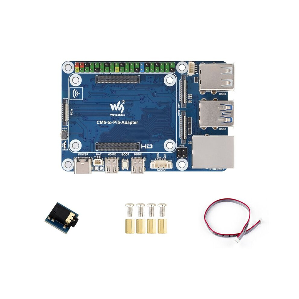 Waveshare For Raspberry Pi Cm5 To Pi 5 Adapter With Gpio 4-Ch Usb Interface Supports Microphone Connection For Rpi 5 6032950627772
